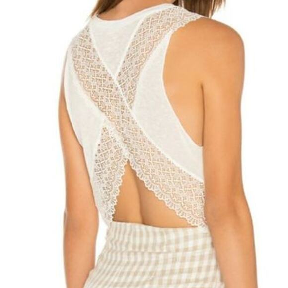 Free people Yellow Lace Crop Tank - Picture 1 of 6